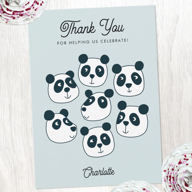 Cute Giant Panda Bear Tack Kort (Cute Panda Bear personalized text mint green thank you card)