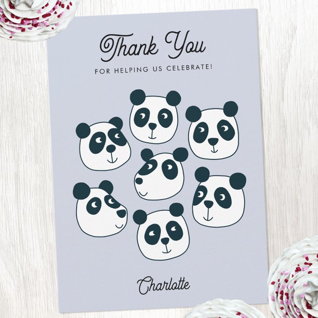 Cute Giant Panda Bear Tack Kort (Cute Panda Bear personalized text thank you card)