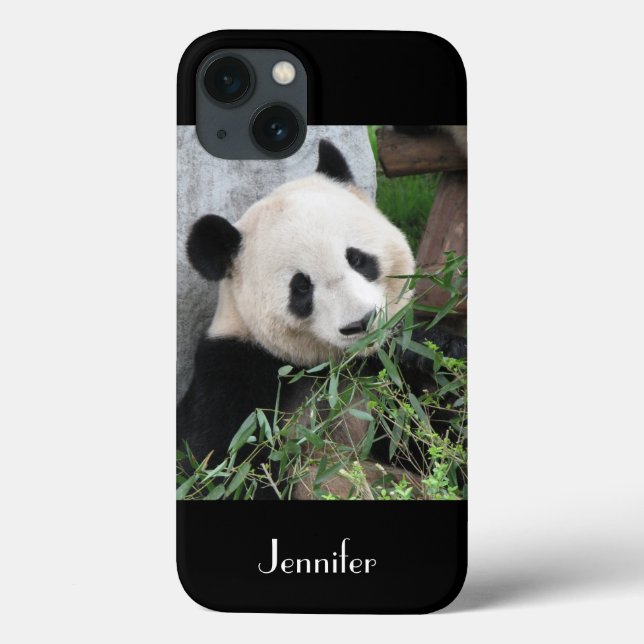 Cute Giant Panda Black Background, Namn. (Baksida)