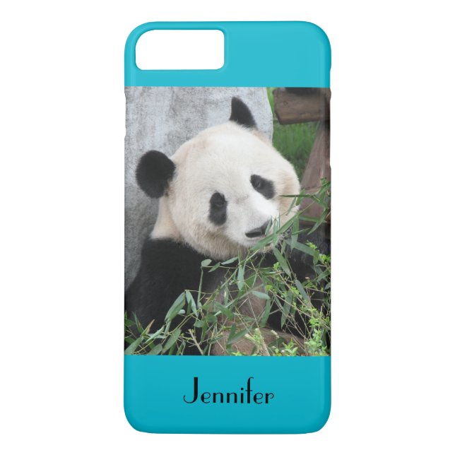 Cute Giant Panda, Blue Background, Namn Case-Mate iPhone Skal (Baksida)