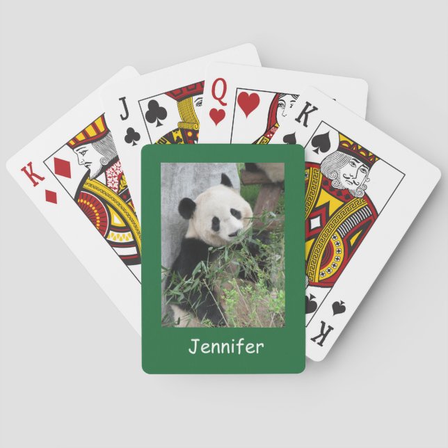 Cute Giant Panda, Grönt Background  Casinokort (Baksidan)