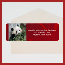 Cute Giant Panda, Red, Personlig Returadress