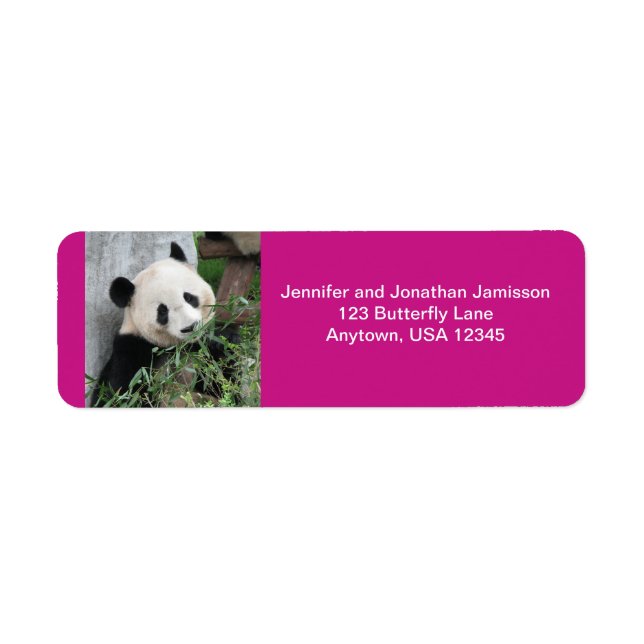 Cute Giant Panda, Shock rosa Returadress Returadress Etikett (Framsidan)