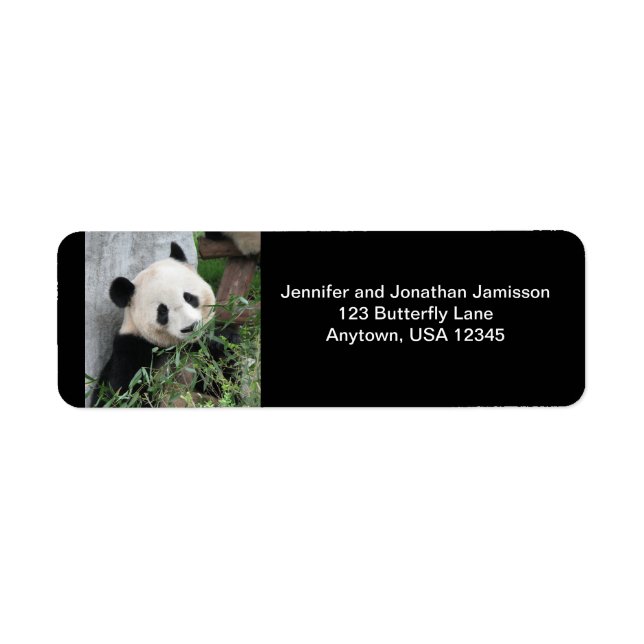 Cute Giant Panda, svarta Returetiketter Returadress Etikett (Framsidan)