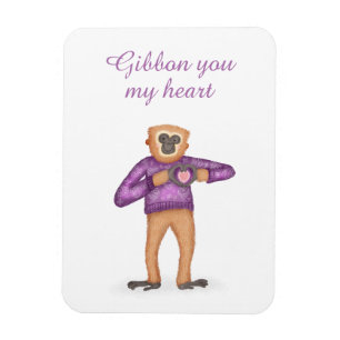 Cute gibbon magnet för en älskad