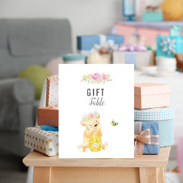 Cute Gift Bord Girl Nalle Baby Shower Poster