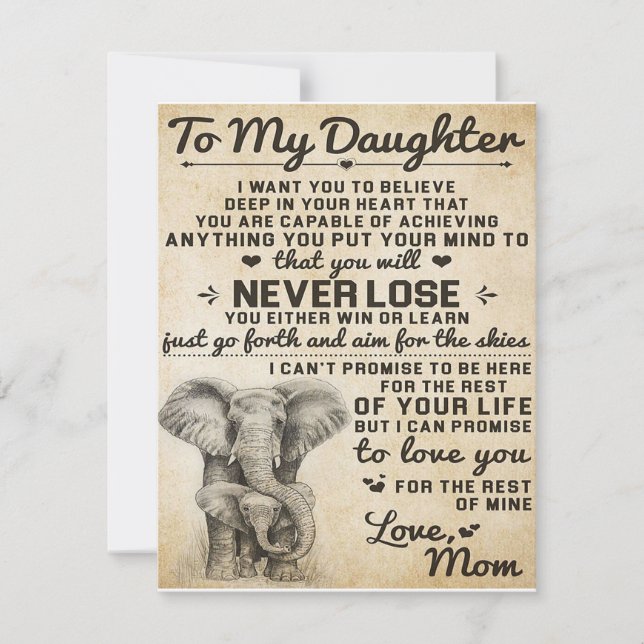 Cute Gift for Daughter, To My Daugjter Letter Inbjudningar (Framsida)