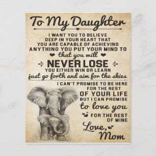 Cute Gift för dotter, till min Daugjter Brev Flygblad