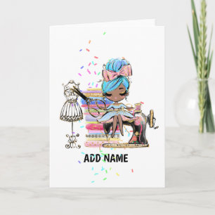 Cute Gift for Dress Maker, Seamstress Black Sewing Kort