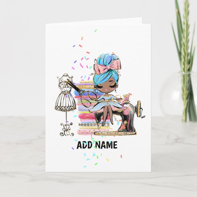 Cute Gift for Dress Maker, Seamstress Black Sewing Kort (Framsida)