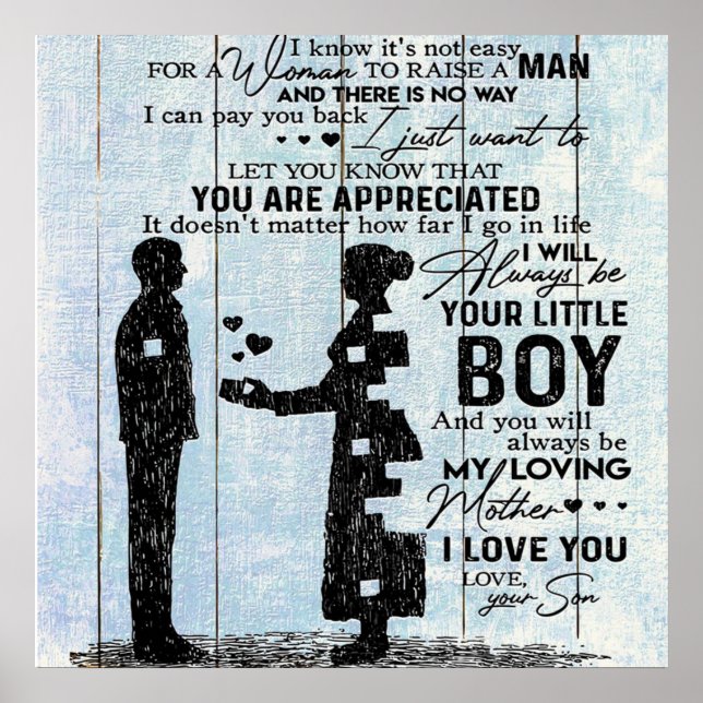 Cute Gift for Mamma, Son till min Mamma Brev, Poster (Framsidan)