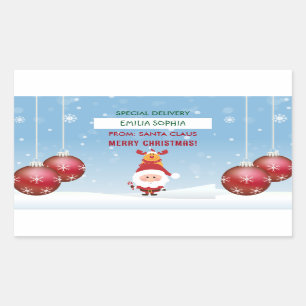 Cute Gift från Jultomten För barn, Rudolph Rektangulärt Klistermärke
