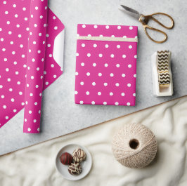 Cute, giftigt, vitt shock rosa polka dots presentpapper