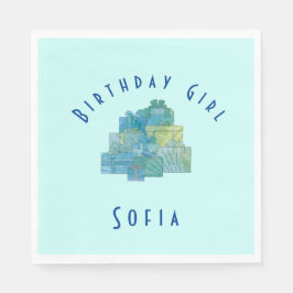 Cute Gifts for Birthday Girl Blue Grönt Pappersservett