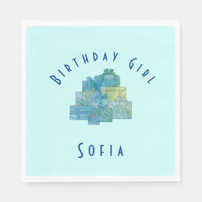 Cute Gifts for Birthday Girl Blue Grönt Pappersservett (Framsidan)