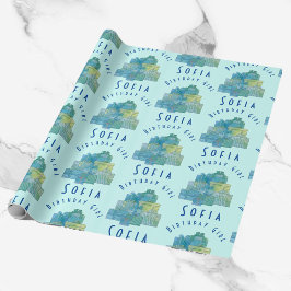 Cute Gifts for Birthday Girl Blue Grönt Presentpapper
