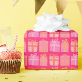 Cute Gifts Hand-Drawn Jul Helgdagar Rosa Red Presentpapper