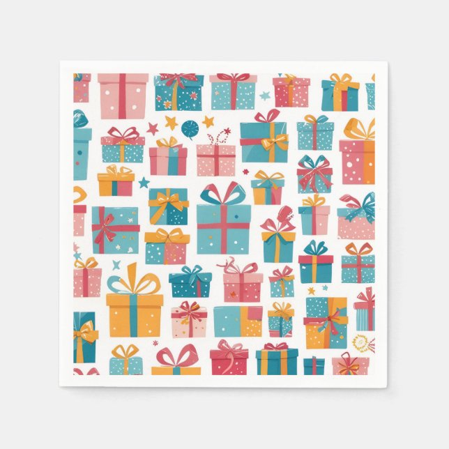 Cute Gifts in Bags and Boxes with Ribbons Pattern Pappersservett (Framsidan)