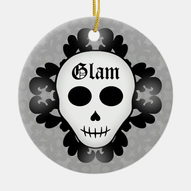 Cute gigglam-skalle Halloween Julgransprydnad Keramik (Framsidan)