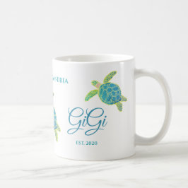 Cute Gigi Sea Turtle Teal Aqua Turquise blue Kaffemugg