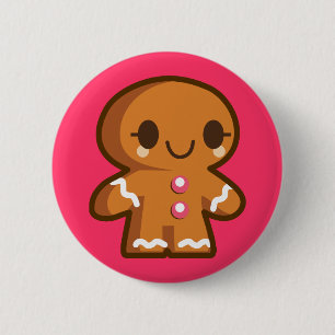 Cute Gingberbröd Man Knapp