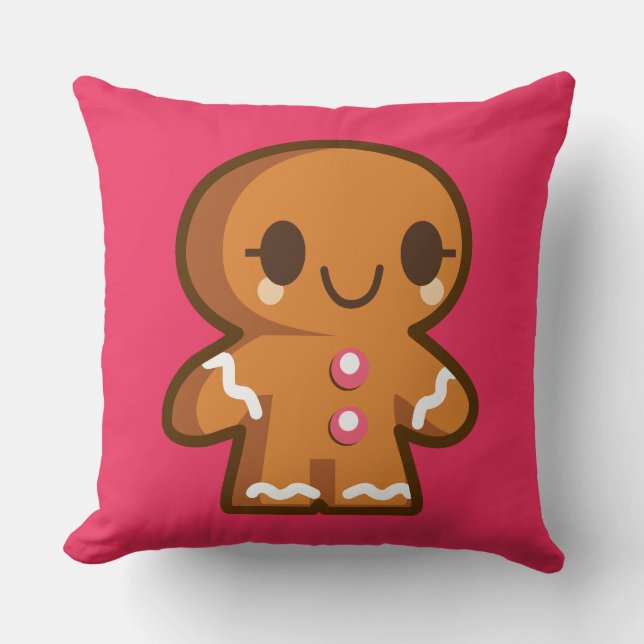 Cute Gingberbröd Man Kudde (Framsida)
