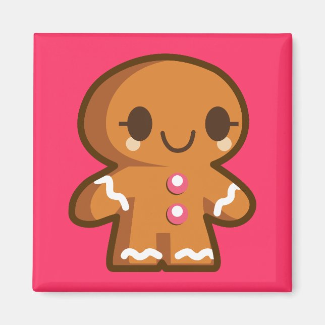 Cute Gingberbröd Man Magnet (Framsidan)