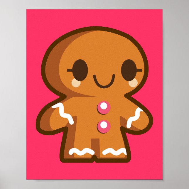 Cute Gingberbröd Man Poster (Framsidan)