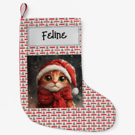 Cute Ginger Cat, jul, anpassad med Namn, Liten Julstrumpa