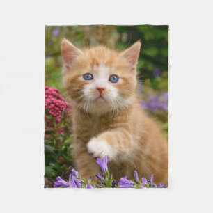 Cute Ginger Cat Kitten i en Garden Photo - mjuk Fleecefilt