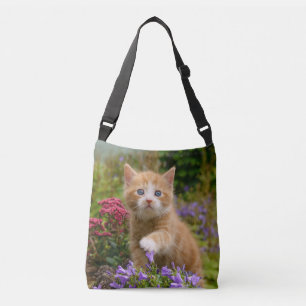 Cute Ginger Cat Kitten i Garden Photo Crossbody Axelväska