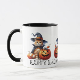 Cute Ginger Cat Orange Tabby katt Halloween Mugg