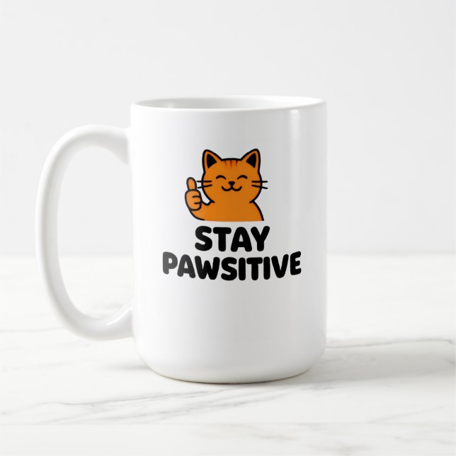 Cute Ginger Cat Thumbs up Coffee mug Kaffemugg (Vänster)