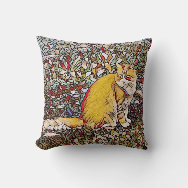 Cute Ginger-katt för en promenad Kudde (Framsida)