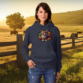 Cute Ginger Kitten Autumn Harvest Pumpkins Women's T Shirt