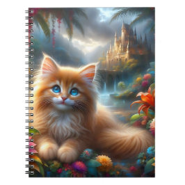 Cute Ginger Kitten i Tropical Paradise Fantasy Anteckningsbok