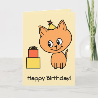 Cute Ginger Kitten som har födelsedag. Kort