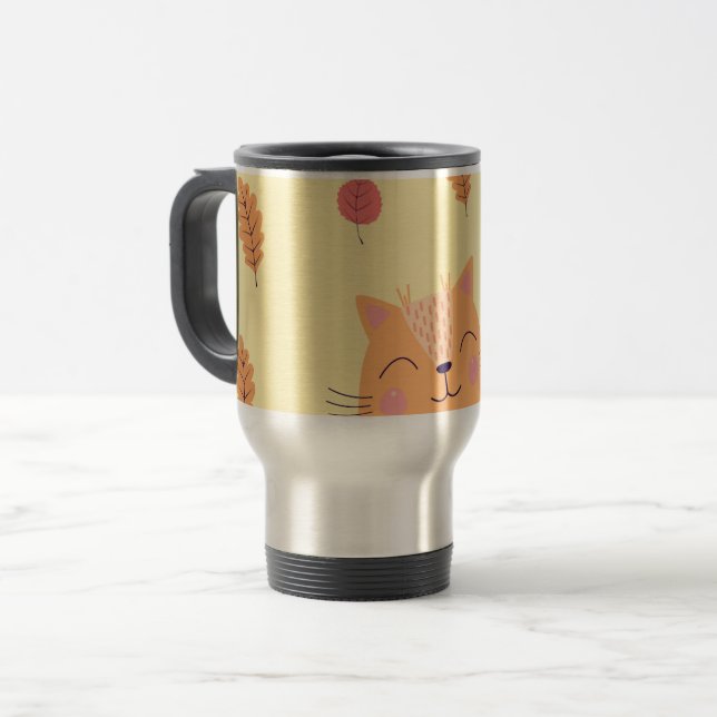 Cute Ginger Orange Cat Playing in Autumn Leaves Resemugg (Framsida vänster)