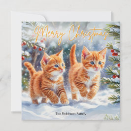 Cute Ginger Pets Kittens Festive God jul Julkort