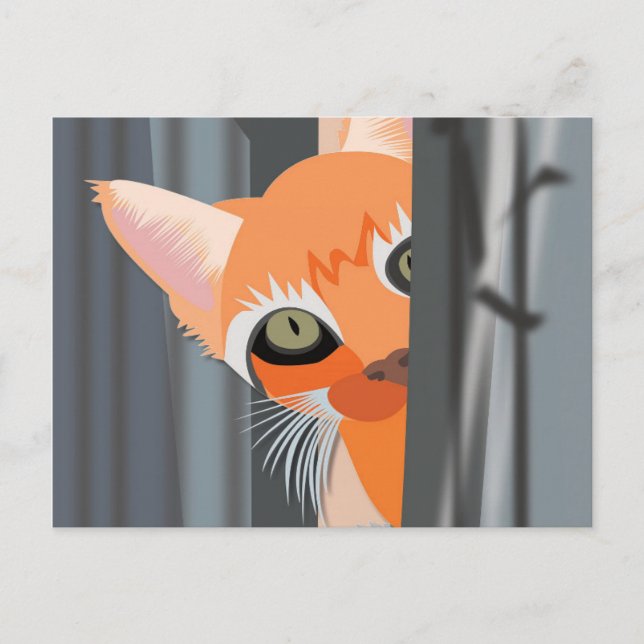 CUTE GINGER RED CAT PEET ART POSTCARD VYKORT (Framsida)