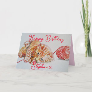 Cute Ginger Tabby katt, födelsedagskort för lekyll Kort