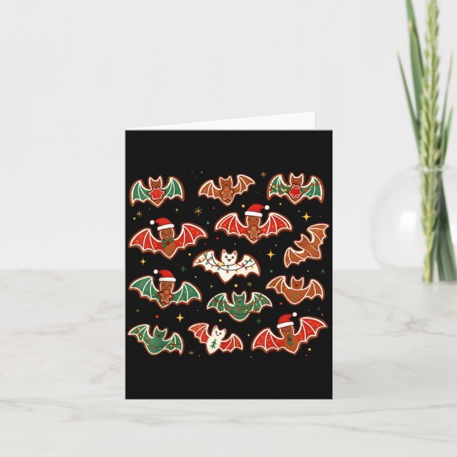 Cute Gingerbread Bats Soky Christmas Cookie Merry  Kort (Framsida)