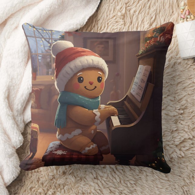 cute gingerbread boy Christmas holidayThrow Pillow Kudde (Filt)