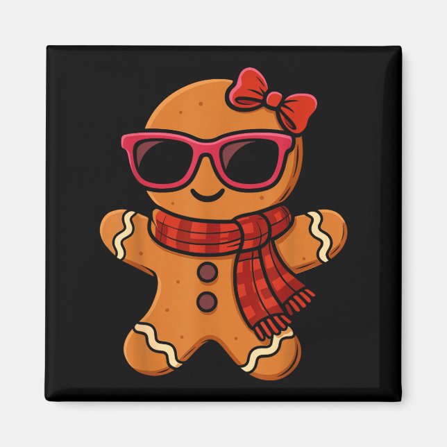Cute Gingerbread Christmas For Women Girls Xmas  Magnet (Framsidan)