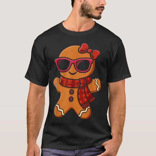 Cute Gingerbread Christmas For Women Girls Xmas  T Shirt (Framsida)