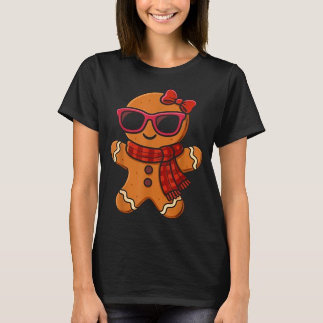 Cute Gingerbread Christmas For Women Girls Xmas  T Shirt (Framsida)
