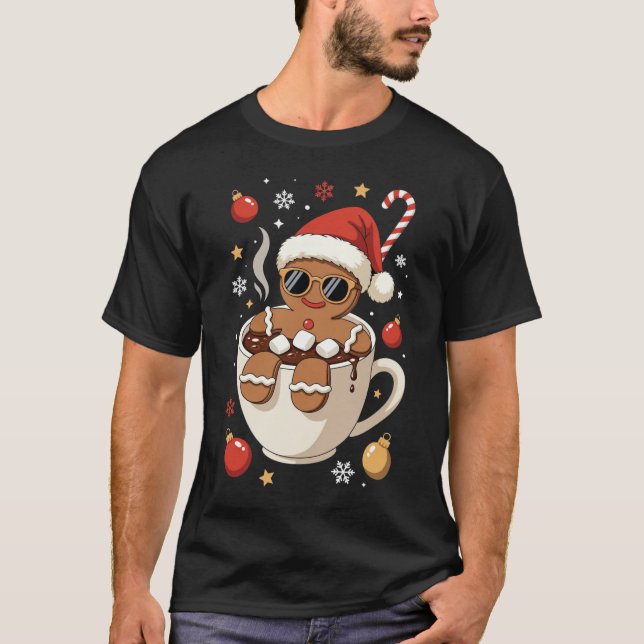 Cute Gingerbread Christmas Holiday T Shirt (Framsida)