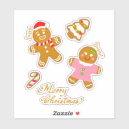 Cute Gingerbread Christmas Script Personalized  Klistermärken