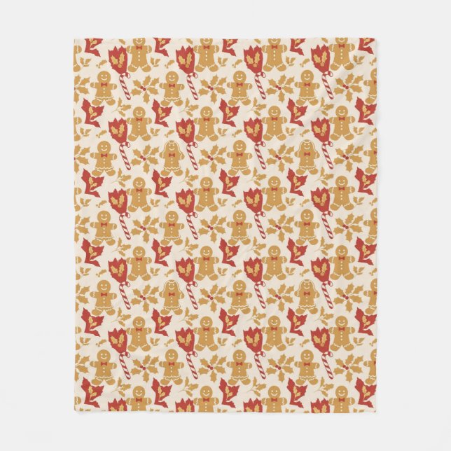 Cute Gingerbread Christmas Seamless Pattern Fleecefilt (Framsidan)