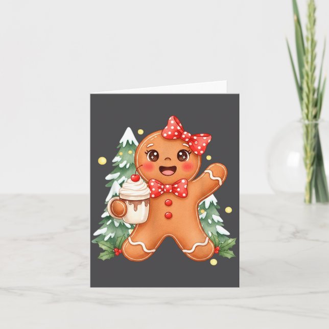 Cute Gingerbread Christmas Snow Xmas For Men Women Kort (Framsida)